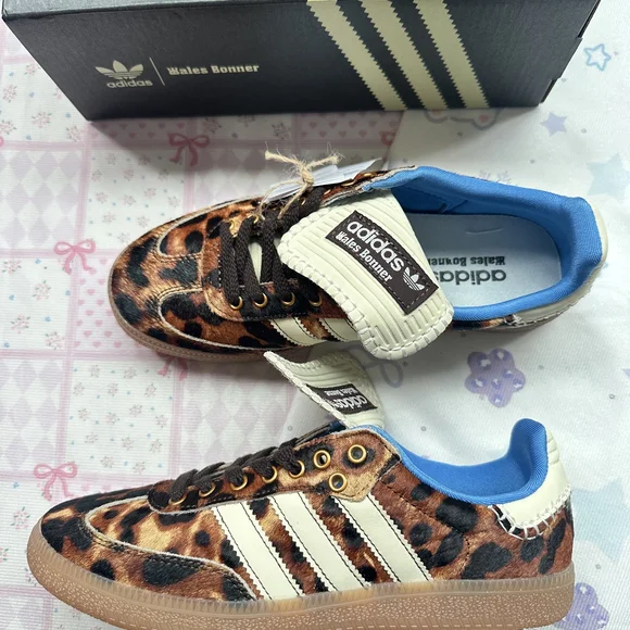 adidas x Wales Bonner Samba Leopard Print Pony Hair Low-Top Sneakers - Picture 2 of 11